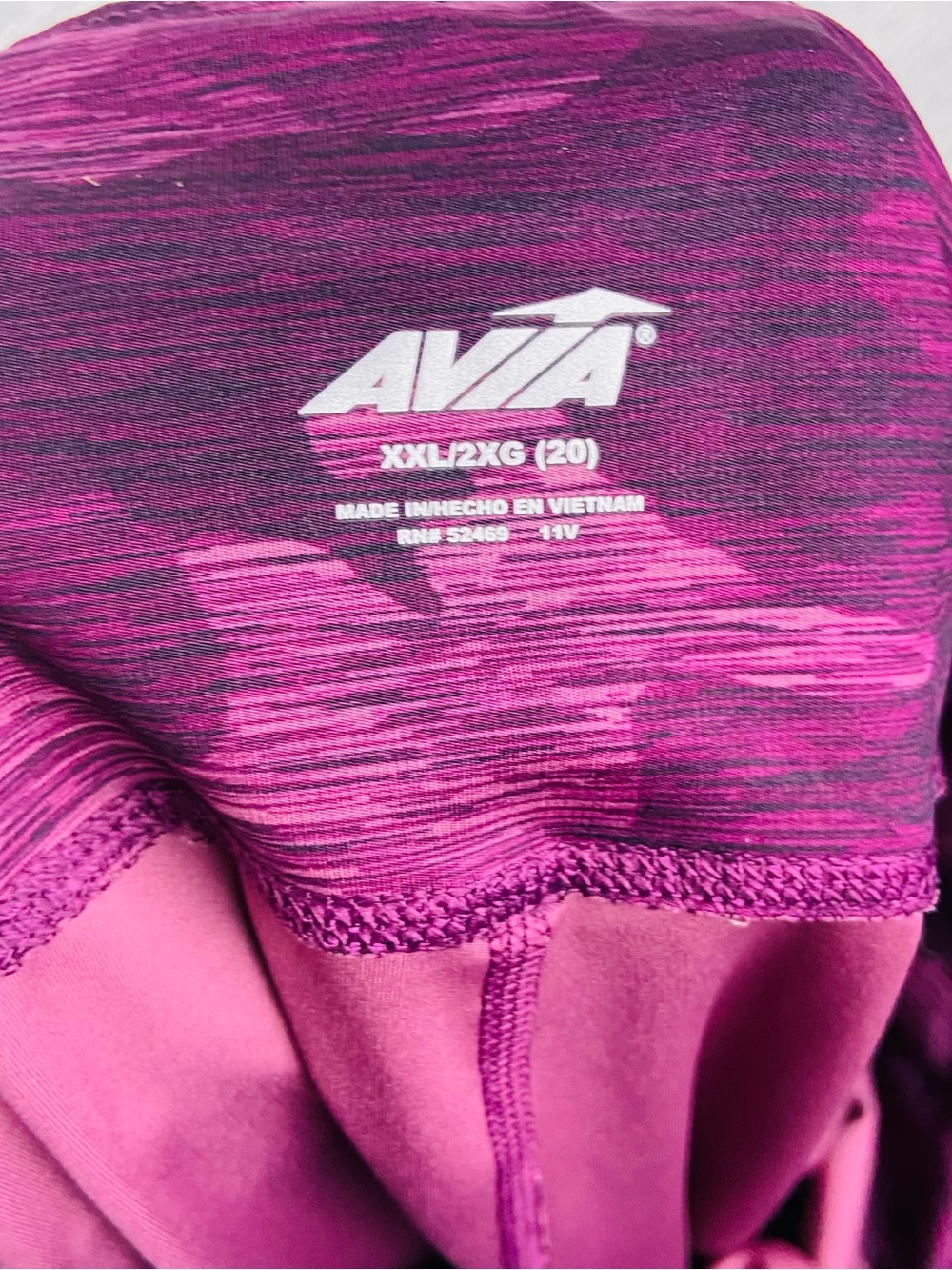 Avia Magenta & Dark Purple Camo phone pocket yoga athletic Leggings size XXL - Picture 9 of 12